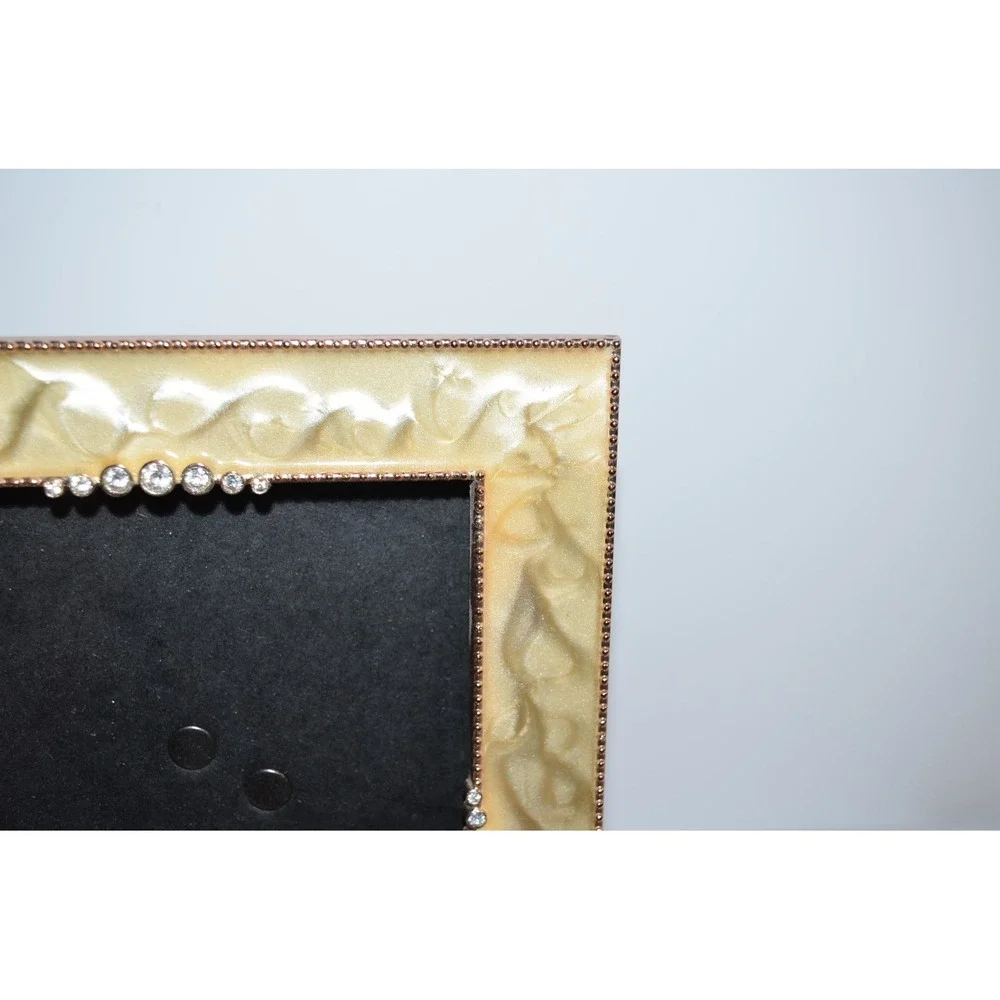 Art Deco Yellow Swirl enamel Metal Bling  Photo Picture Frame 5X7